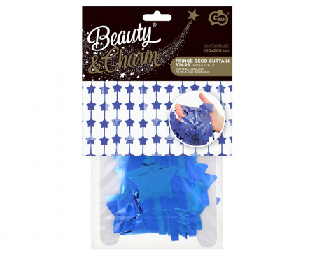 Kurtyna Gwiazdki, metaliczna niebieska, 100x200 cm