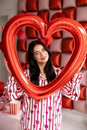 Balon foliowy Serce ramka, 86x83.5 cm, czerwony