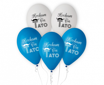 Balony Kocham Cię Tato (niebieskie, białe), 12"/ 5 szt.