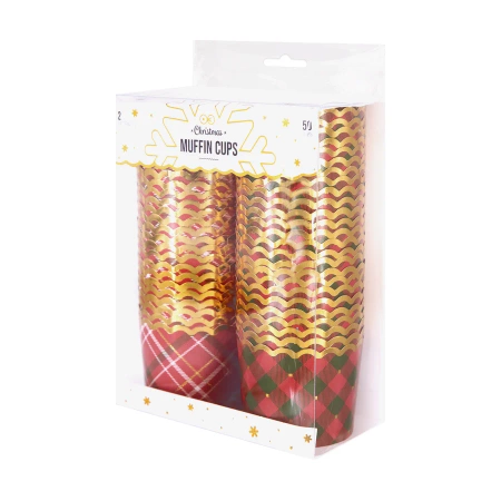 Papilotki do babeczek Boże Narodzenie Kratka 50szt.
