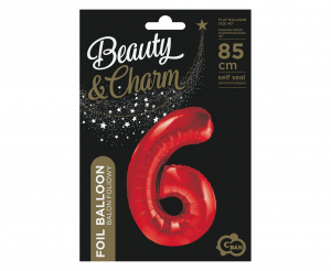 Balon foliowy B&C Cyfra 6, czerwona, 85 cm