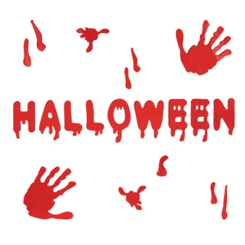 Naklejki żelowe na szybę napis Halloween czerwony 14,5x38,5cm