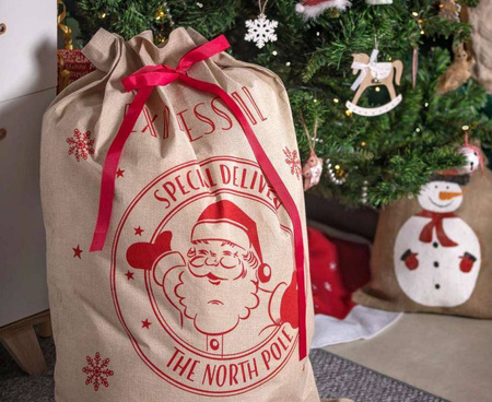 Worek świąteczny z juty "Mikołaj" rozm. 70x100 cm