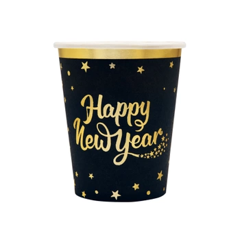 Kubeczki Happy New Year czarny 220ml 6szt.