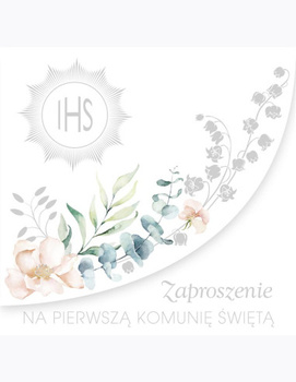 Zaproszenie Komunia Święta "Polne Kwiatki", 10szt