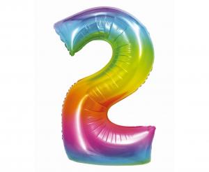 Balon foliowy Smart, Cyfra 2, tęczowa, 76 cm