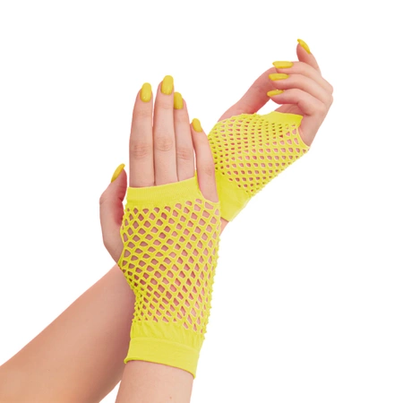 Rękawiczki z siatki bez palców neonowe żółte 11cm