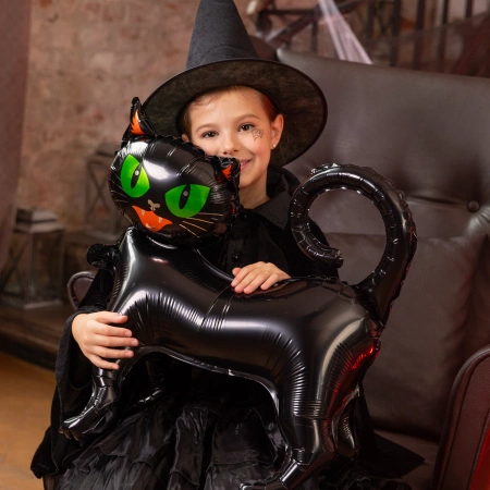 Balon foliowy stojący Czarny Kot Halloween