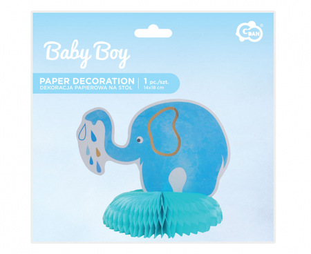 Dekoracja B&G na stół Baby Boy - słonik, jasnoniebieska