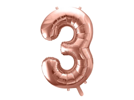 Balon foliowy Cyfra ''3'', 86cm, różowe złoto