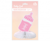 Dekoracja papierowa B&G na stół Baby Girl - butelka, jasnoróżowa, 17 cm