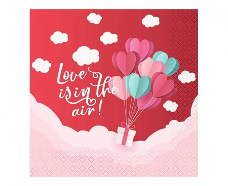 Serwetki Kolekcja Love Is In The Air (czerwone), certyfikat FSC, 33x33 cm/ 20 szt.