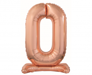 Balon foliowy B&C Cyfra stojąca 0, różowo-złota, 74 cm