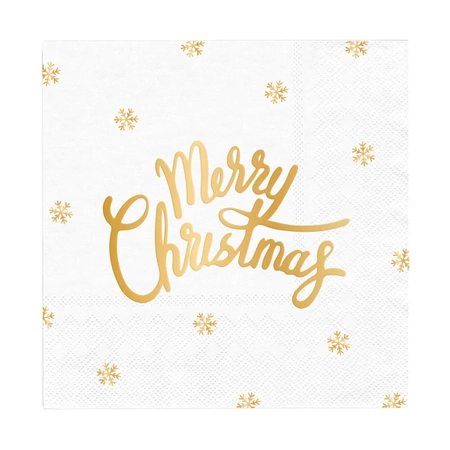 Serwetki Merry Christmas białe 10szt.