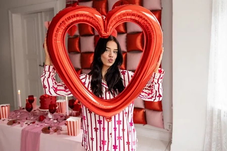 Balon foliowy Serce ramka, 86x83.5 cm, czerwony