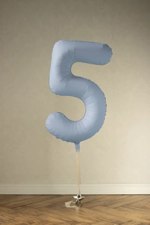 Balon foliowy Cyfra '5', 86cm, mglisty niebieski