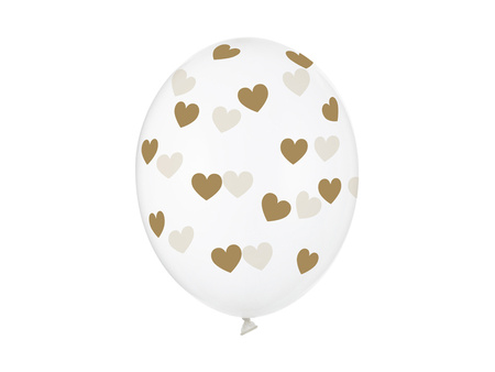Balony 30cm, Serduszka, Crystal Clear ( 6 szt)