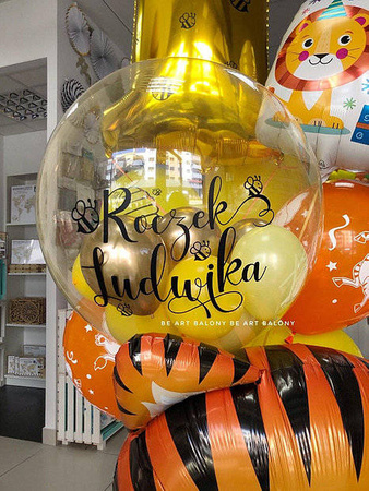 Balon spersonalizowany 24" z napisem z balonikami 5" napełniony helem