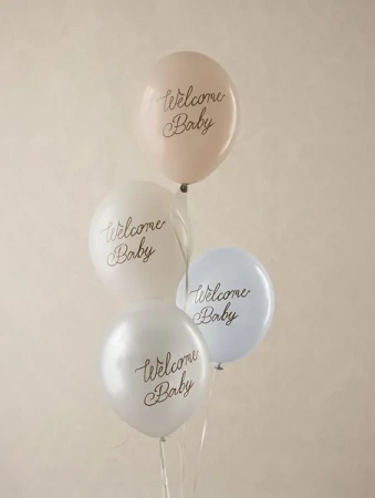 Balony 30 cm, Welcome Baby, mix niebieski, 6 szt