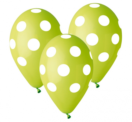 Balony Premium Grochy, zielone, 12"/ 5 szt.