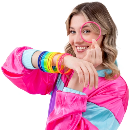 Bransoletki multikolor neonowe Disco lata 80-te, 18 szt.
