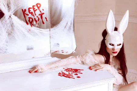 Maska Królik, 16.5x34cm, biały