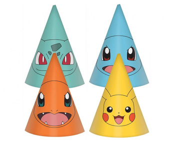 Czapeczki papierowe Pokemon, 16 cm, 8 szt.