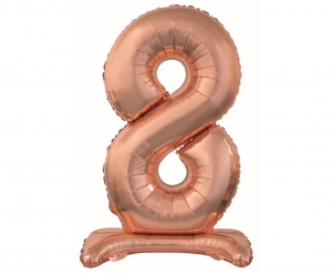 Balon foliowy B&C Cyfra stojąca 8, różowo-złota, 74 cm