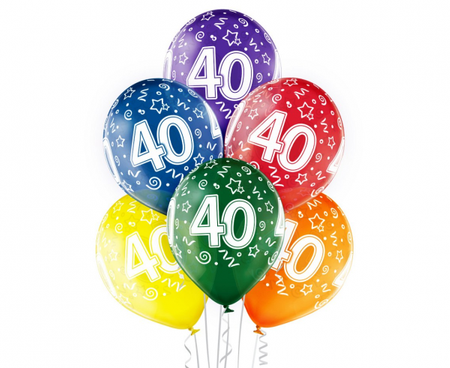 Balony 40th Birthday, 6 szt.