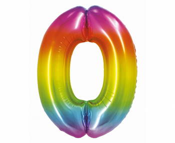 Balon foliowy Smart, Cyfra 0, tęczowa, 76 cm