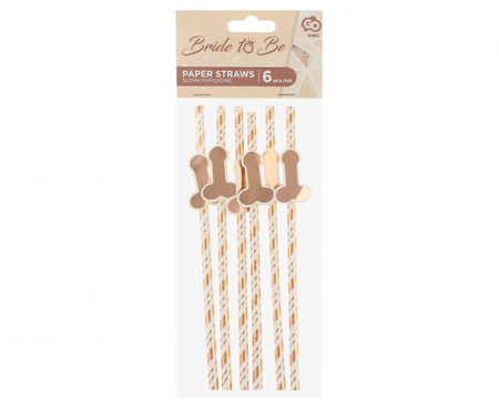 Słomki papierowe GoGirls, różowo-złote, 6 szt.