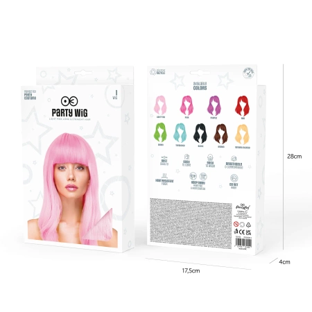 Peruka imprezowa włosy długie proste jasnoróżowe