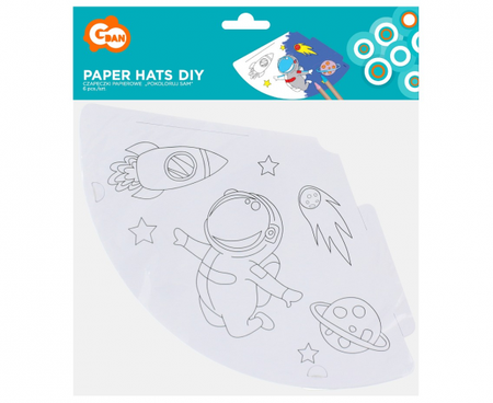 Czapeczki papierowe Pokoloruj Sam - Kosmos, 6 szt.