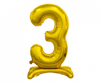 Balon foliowy B&C Cyfra stojąca 3, złota, 74 cm