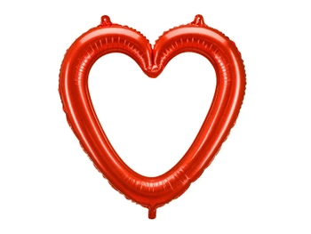 Balon foliowy Serce ramka, 86x83.5 cm, czerwony