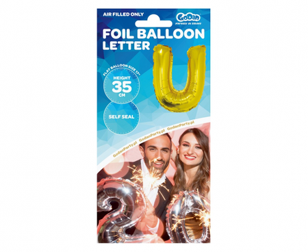 Balon foliowy "Litera U", złota, 35 cm