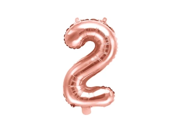Balon foliowy Cyfra ''2'', 35cm, różowe złoto