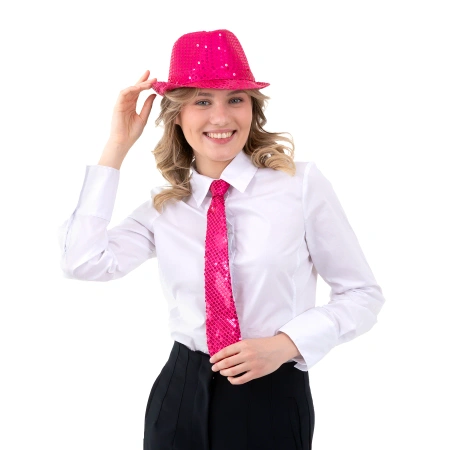 Krawat cekinowy, różowy