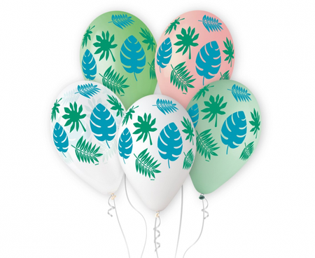 Balony Premium Hel Tropikalne liście, 13"/ 5 szt.