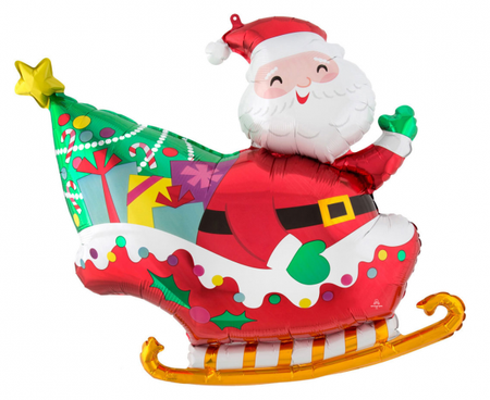 Balon foliowy Mikołaj na saniach