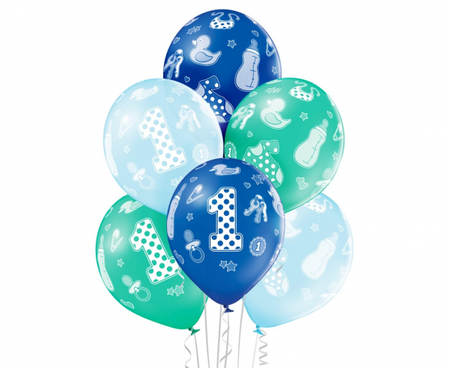 Balony 1st Birthday Boy ,6 szt.