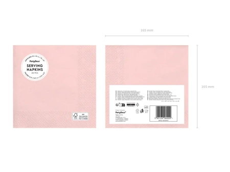 Serwetki papierowe, jasny różowy, 33x33cm