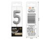 Świeczka piker B&C cyferka 5, czarna, NOWY BIO BROKAT, 11x3.5 cm