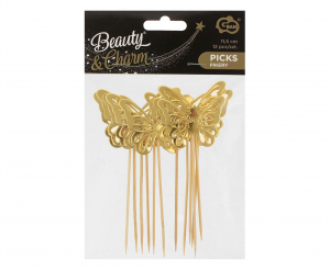 Pikery B&C Motylki, złote, 12 szt.