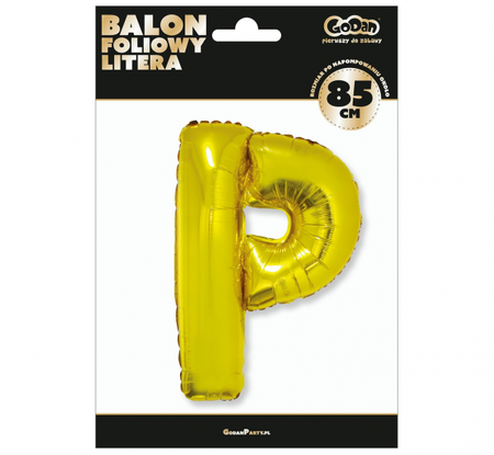 Balon foliowy "Litera P", złota, 89 cm