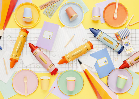 Balony foliowe do girland Kredki 3szt , mix, 7x30 cm