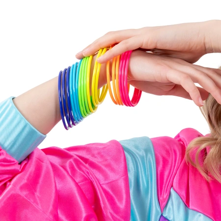 Bransoletki multikolor neonowe Disco lata 80-te, 18 szt.