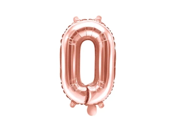 Balon foliowy Cyfra ''0'', 35cm, różowe złoto