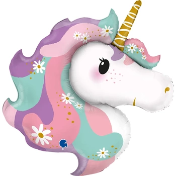 Balon foliowy, Hippie Unicorn Pastelowy, 32" (82cm)
