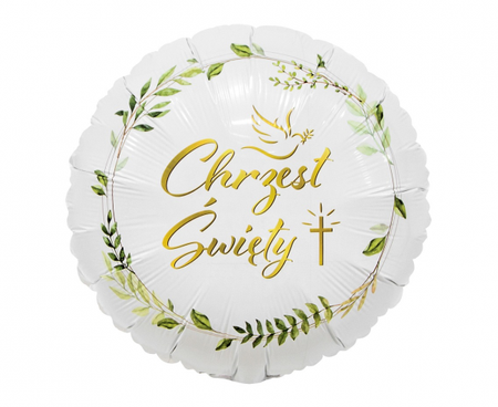 Balon foliowy Chrzest Święty (gołąbek i krzyż), 18"